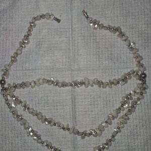 Elegant Silver and Cream Beaded Necklace
